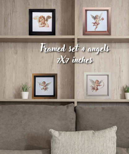 4 gerahmte Engel Wandbilder
