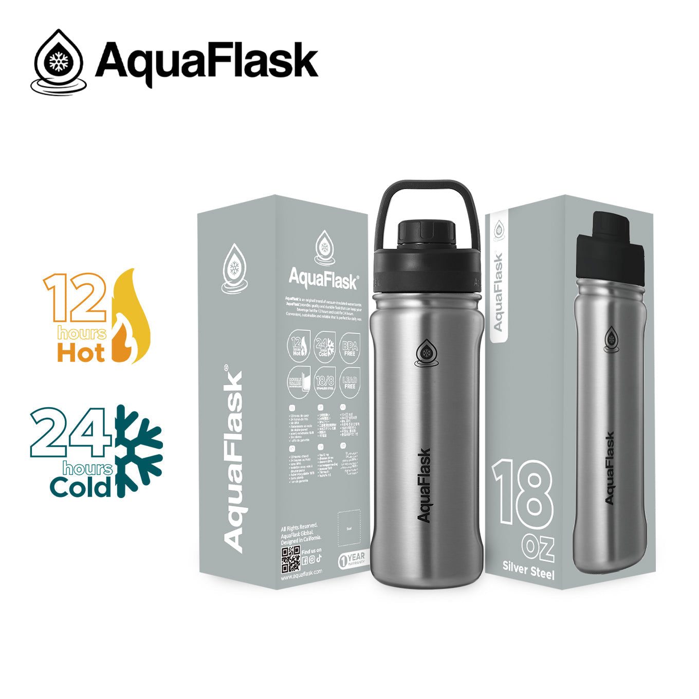 AquaFlask Original Vakuumisolierte Wasserflaschen 530ml (18oz)