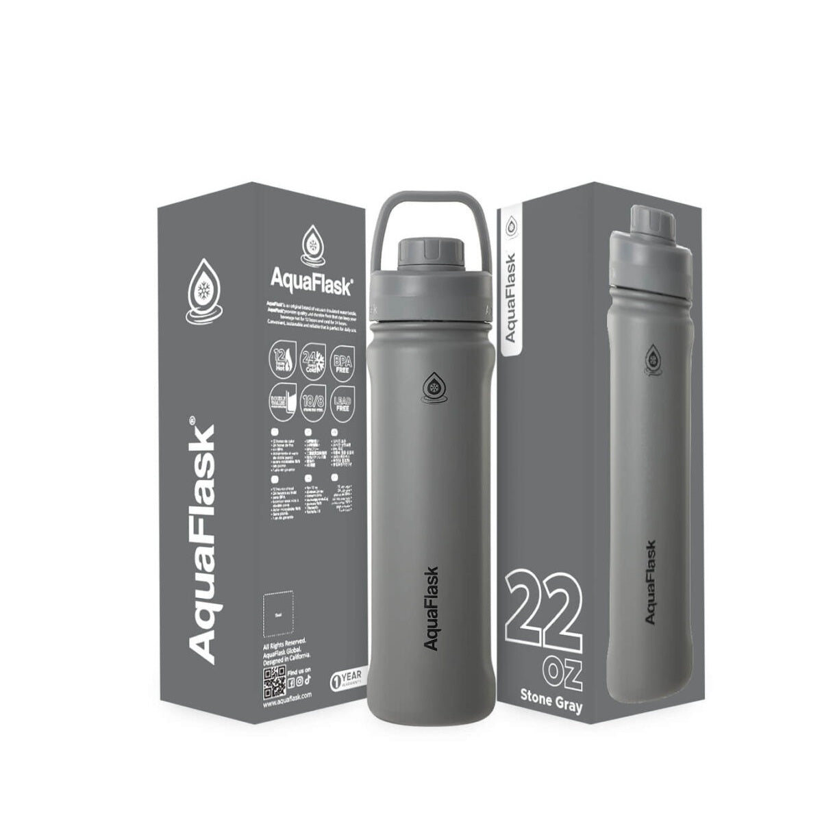 AquaFlask Sportflasche 650ml (22oz) – Vakuumisoliert, Auslaufsicher, BPA-frei
