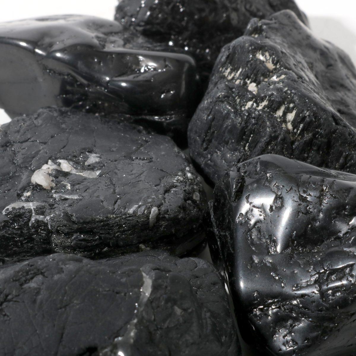 Black Tourmaline Tumbled Stones A - Free Form - 1lb