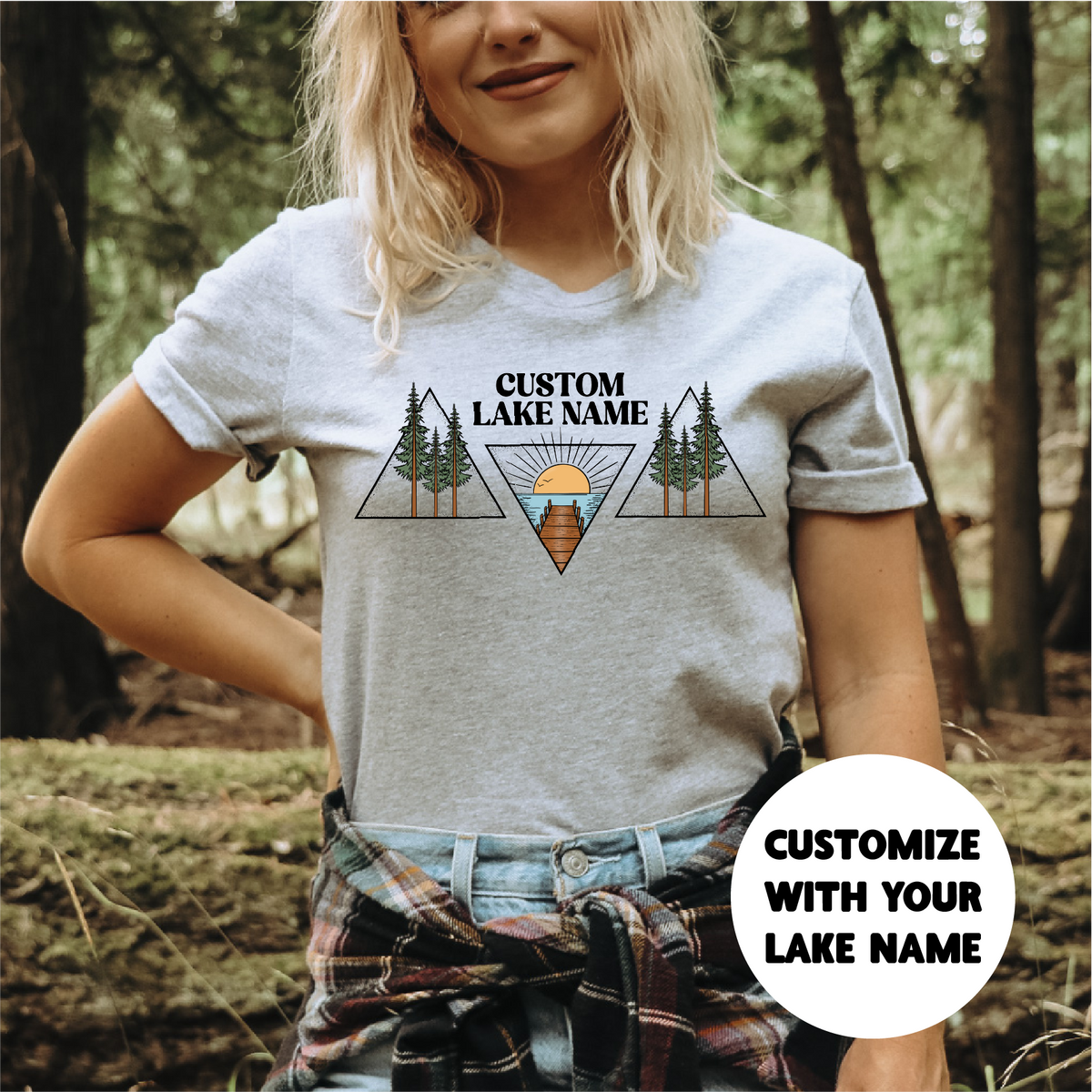 Geometric Lake Personalized T-shirt | Lake Shirt | Custom Clothing