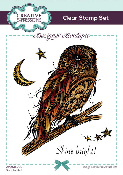 Creative Expressions Designer Boutique Doodle Owl 6 in x 4 in Clear Stamp Set