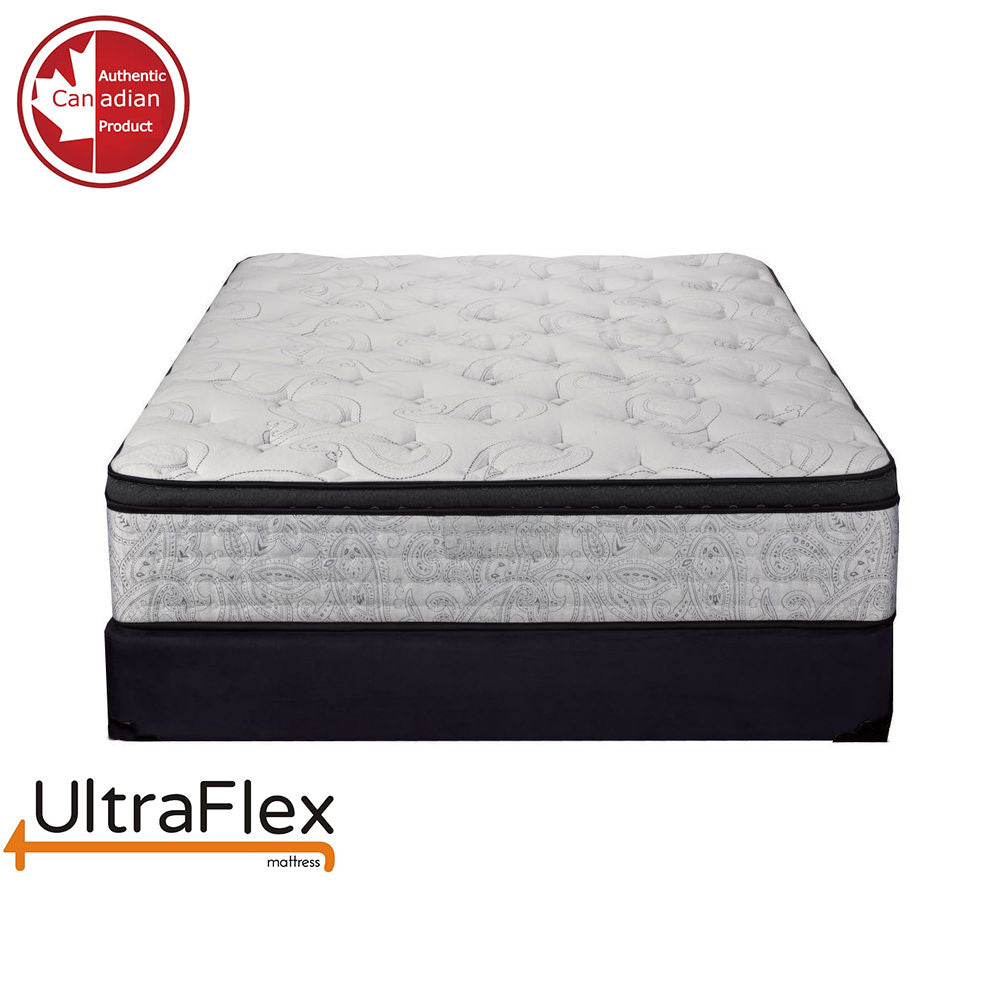 UltraFlex® OASIS- 12” Hybrid Orthopedic Eurotop, Spinal Care Pocket Coil, Premium High Density Foam Encased, Pressure Relieving Comfort Foam and HDcoil Pocketed, Eco-Friendly Mattress (Made in Canada)