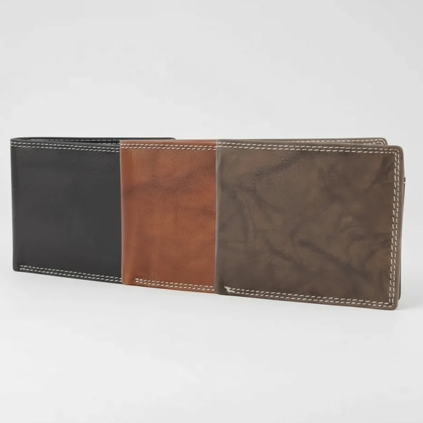 Men's Oil Pull Up Top Flap Bifold Wallet