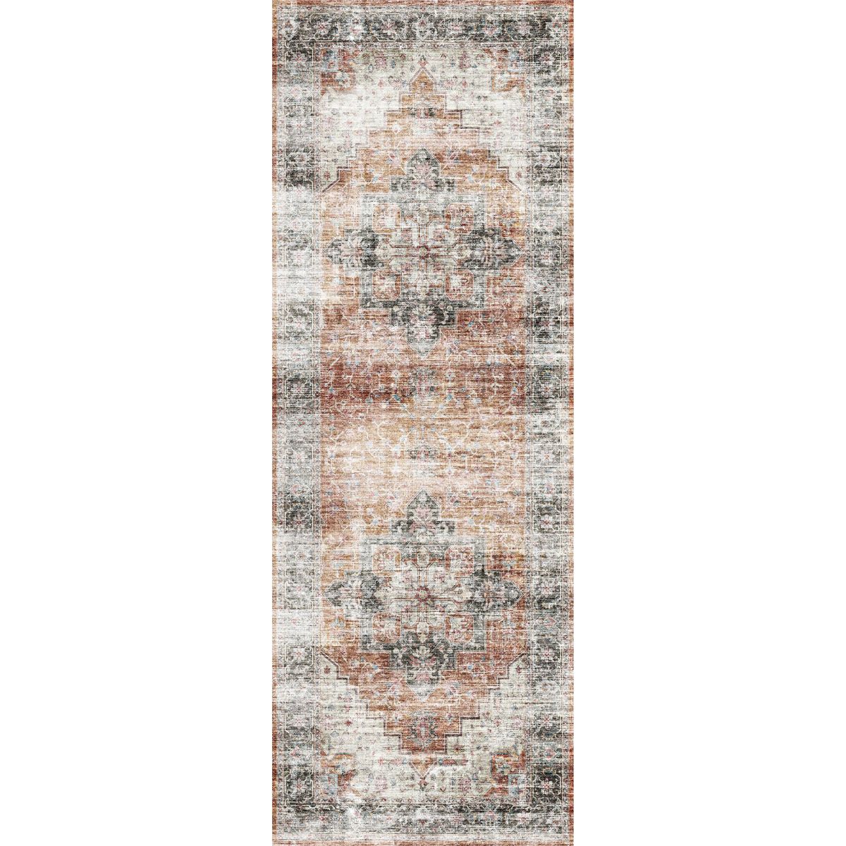 Echo Teppich in den Farben Burnt Orange, Schwarz und Pink