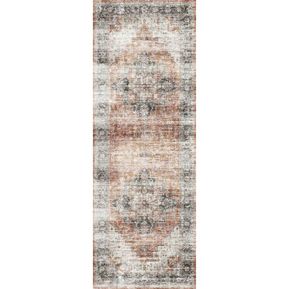Echo Teppich in den Farben Burnt Orange, Schwarz und Pink