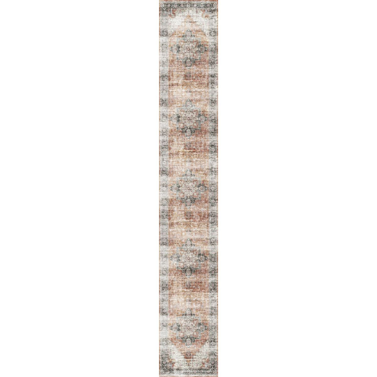 Echo Teppich in den Farben Burnt Orange, Schwarz und Pink