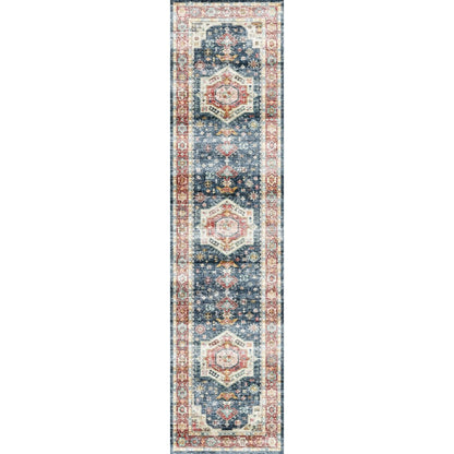 Dilara Mehrfarbiger Teppich Rot Blau