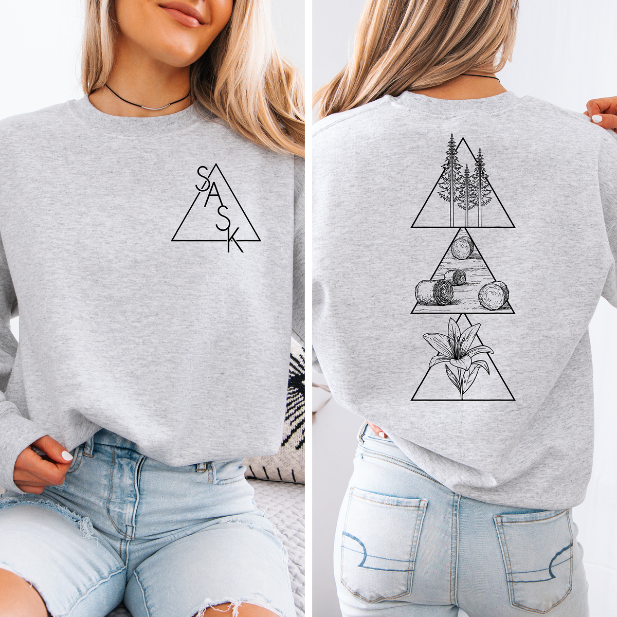 Geometric Saskatchewan Unisex Crewneck | Prairie Apparel | Sask Clothing