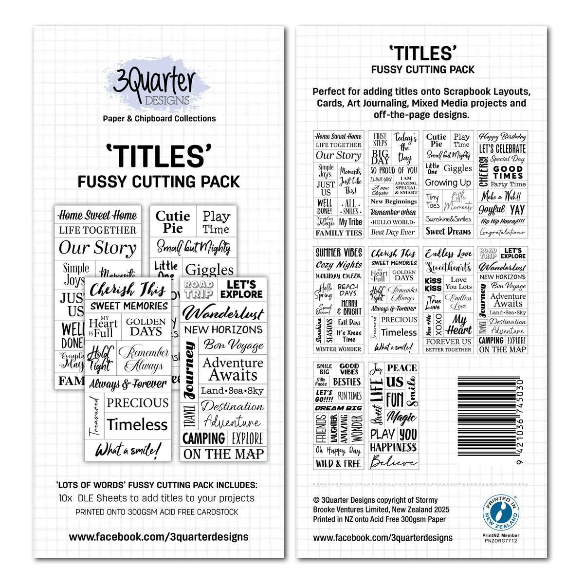 3Quarter Designs Fussy Cutting - Titles