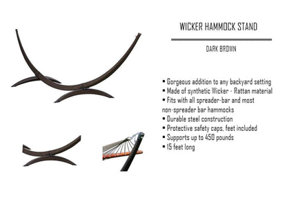 Deluxe Polyester Rope Hammock with Wicker Stand