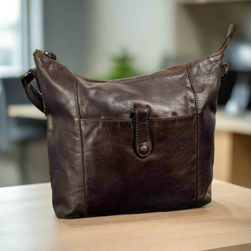 MET Front Snap Leather Handbag