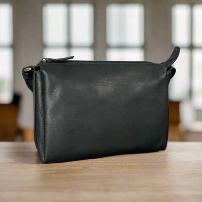 Derek Alexander Zip Top Leather Crossbody Bag