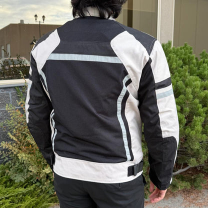 Men's Textile Motorcycle Jacket. Protective Armor, Reflective Strips & Multiple Pockets