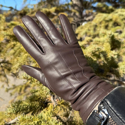 Women's Touchscreen Sheep Leather Gloves with Wool Blend Lining