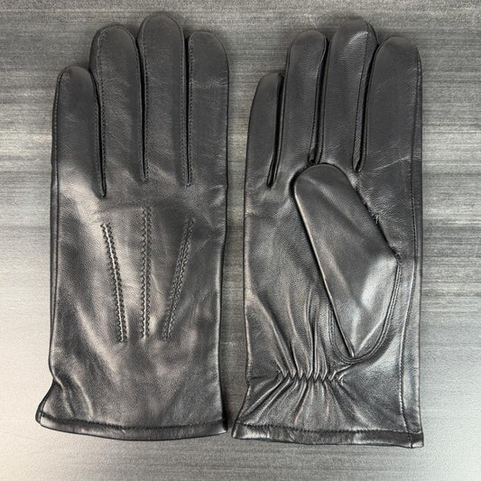 Men's Black Sheepskin Leather Gloves with Wool Blend Lining