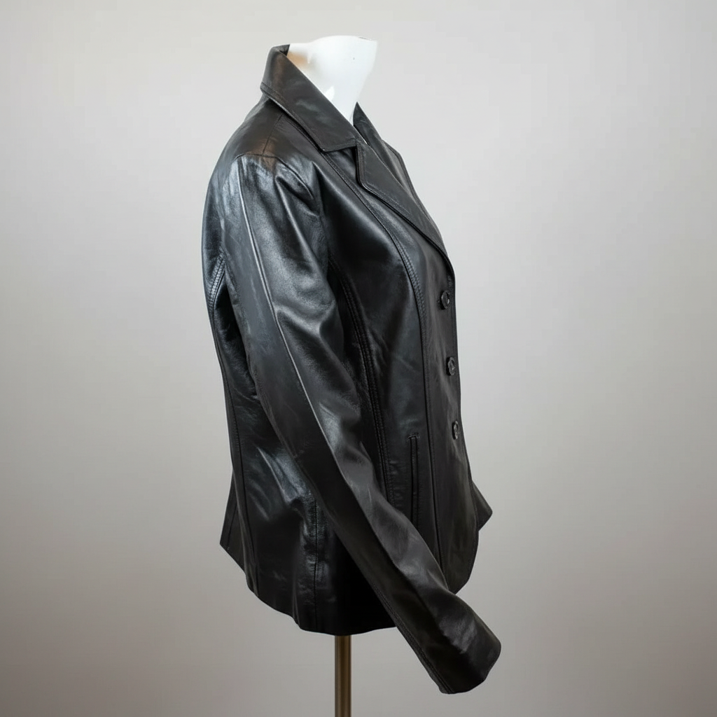 Women's Blazer Stitched Leather Jacket