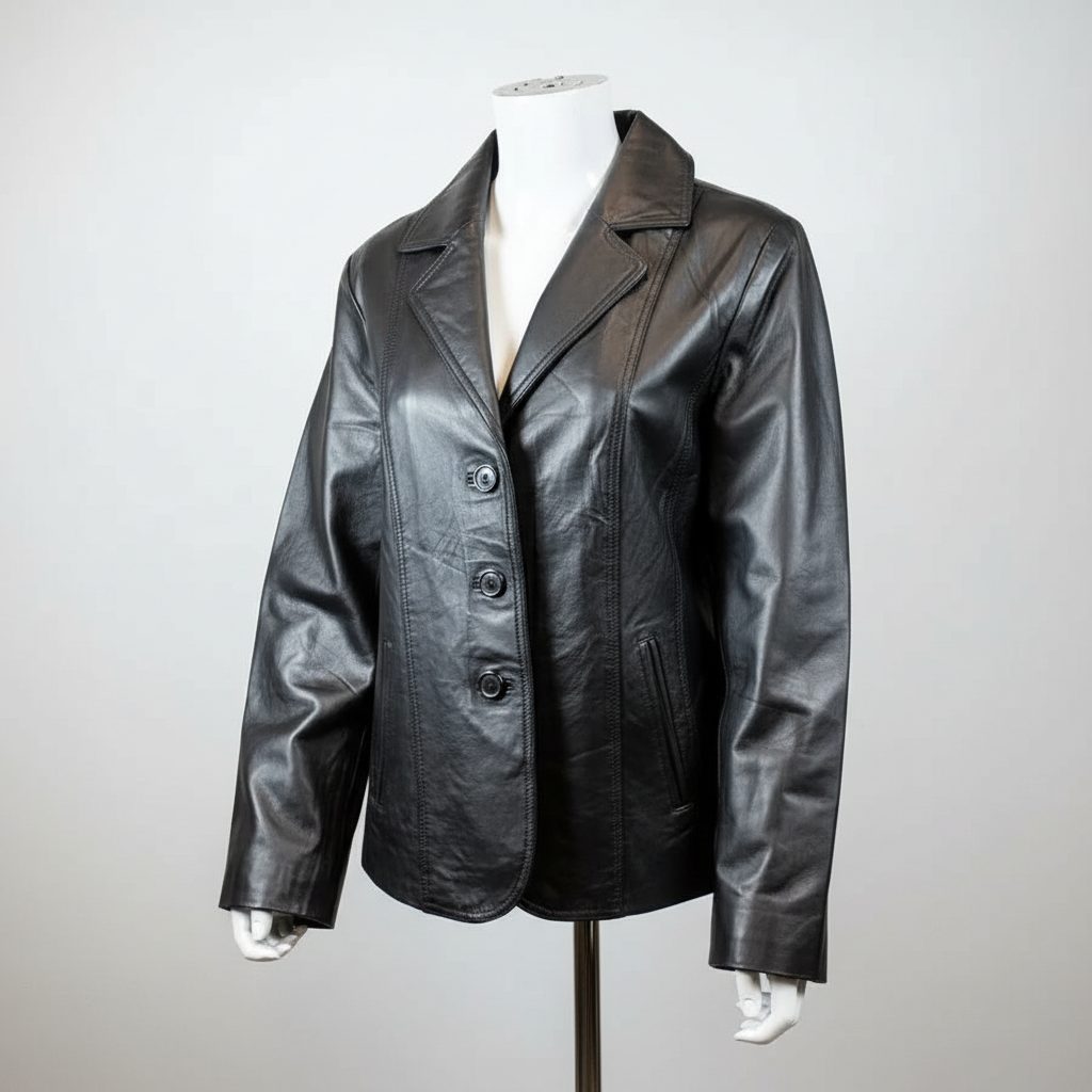 Women's Blazer Stitched Leather Jacket