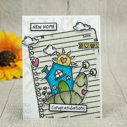 Woodware Clear Singles Happy House Snail 4 in x 4 in Stamp