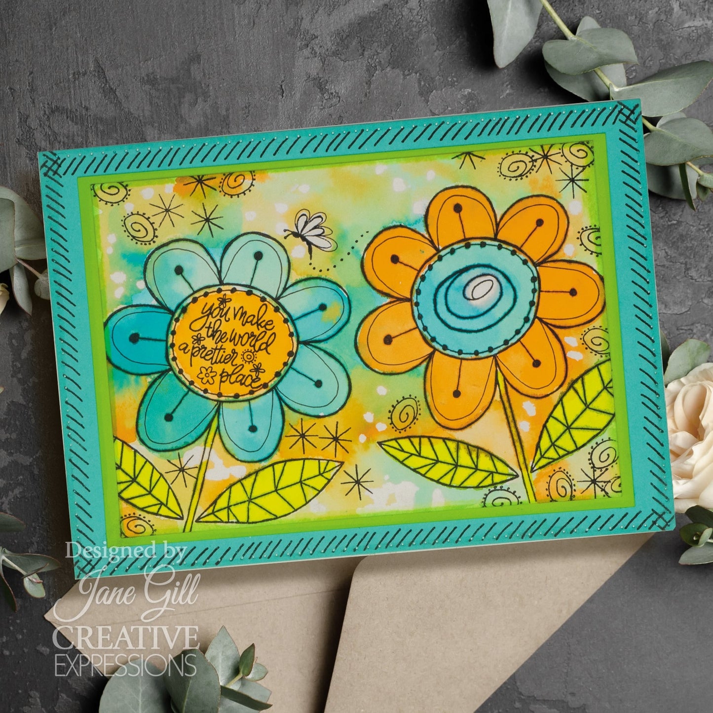 Woodware Clear Singles Petal Doodles Pretty Place 4 in x 6 in Stamp Set