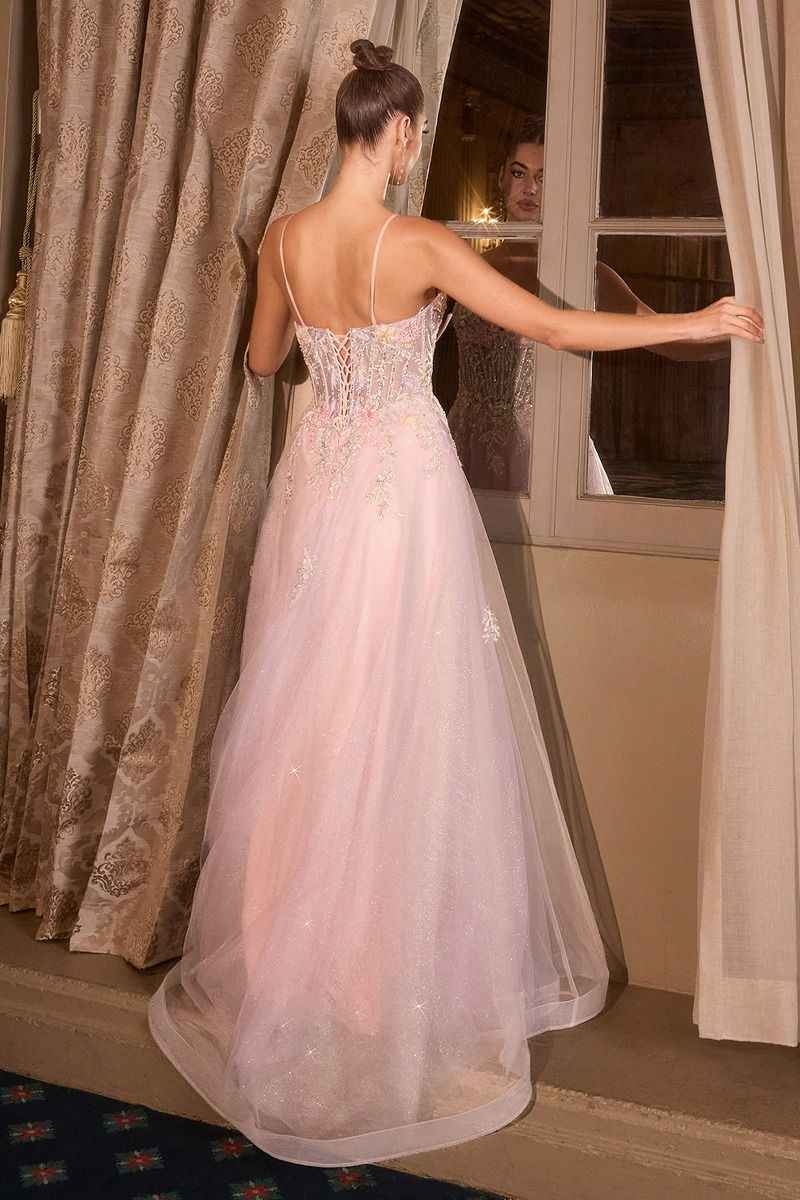 deep V-neckline and a sheer
