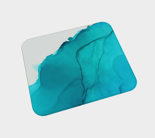 Small | Desk Mat | Blue Ink Wave