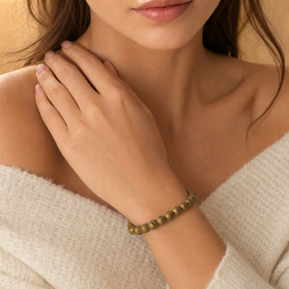 Agate Druzy Electroplated Gold Round Bracelet - 8mm (Enhanced)
