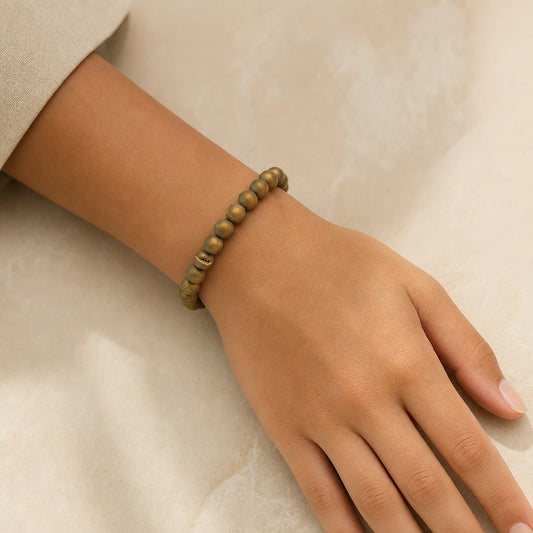 Agate Druzy Electroplated Gold Round Bracelet - 8mm (Enhanced)