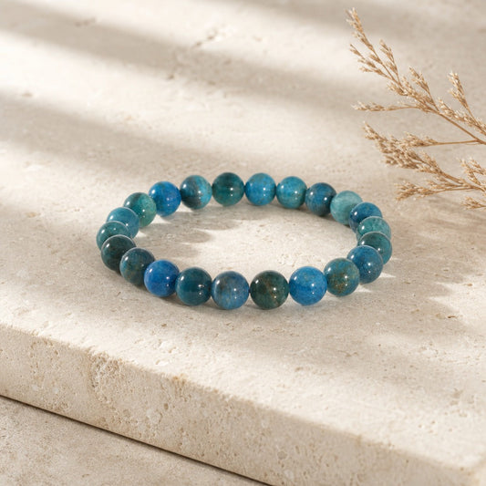Apatite Blue Bead Bracelet