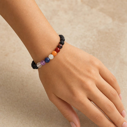 Black Lava Chakra Bracelet - 8mm
