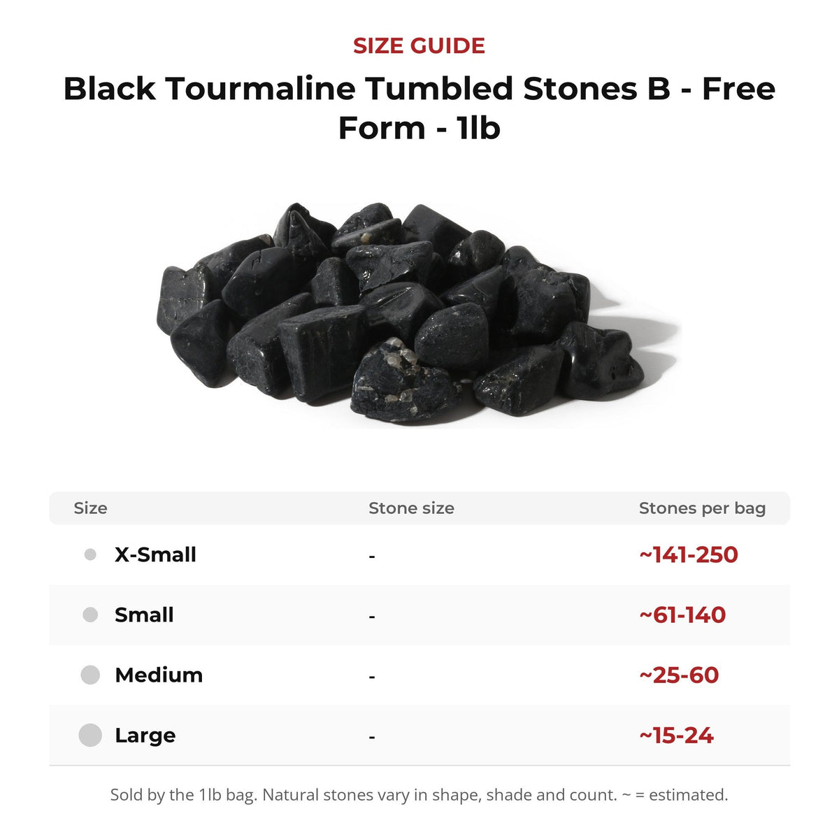 Black Tourmaline Tumbled Stones B - Free Form - 1lb