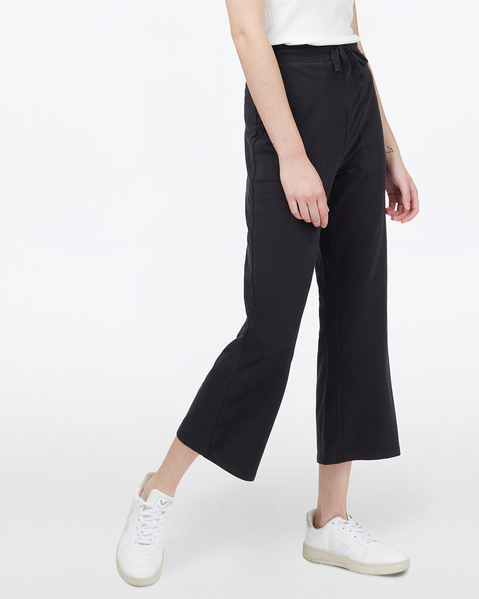 French Terry Hose mit weitem Bein