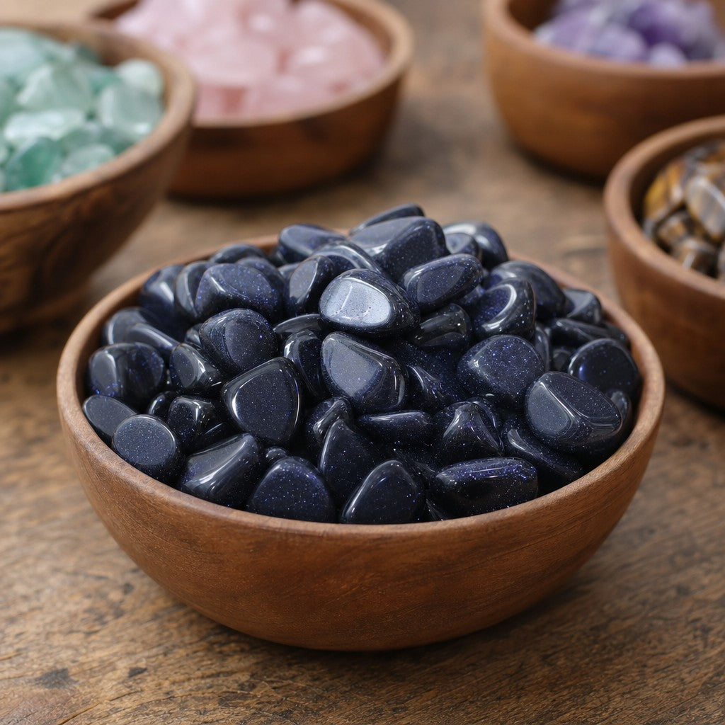 Blue Goldstone Tumbled Stones (Synthetic)