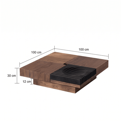 BT65 Square Wooden Coffee Table with 4 Storage Drawers