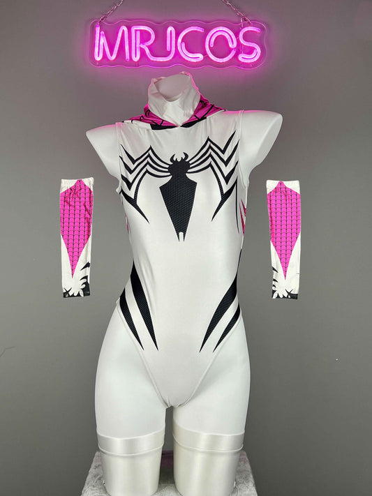 Woman Super Hero Spandex Open Crotch Cosplay Bodysuit Sexy Lingerie