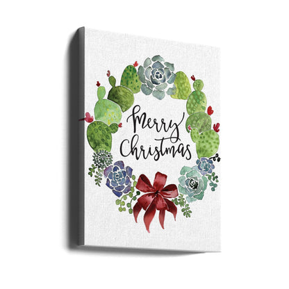 Wandbild Kakteen- und Sukkulenten-Weihnachtskranz