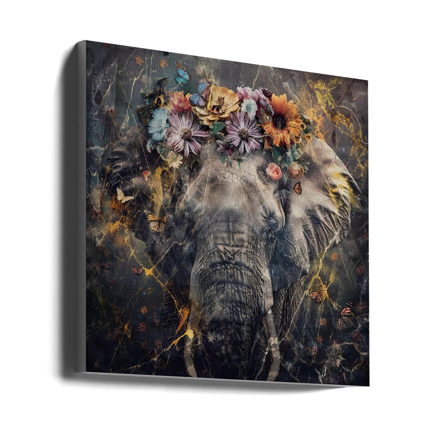 Wandbild Elefant Tier Vintage Kunst Illustration Wandbild 01