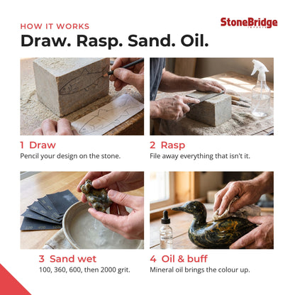 Soapstone Carving Kit - Make 3D Art 🦉🐢🐈 Choose Your Animal