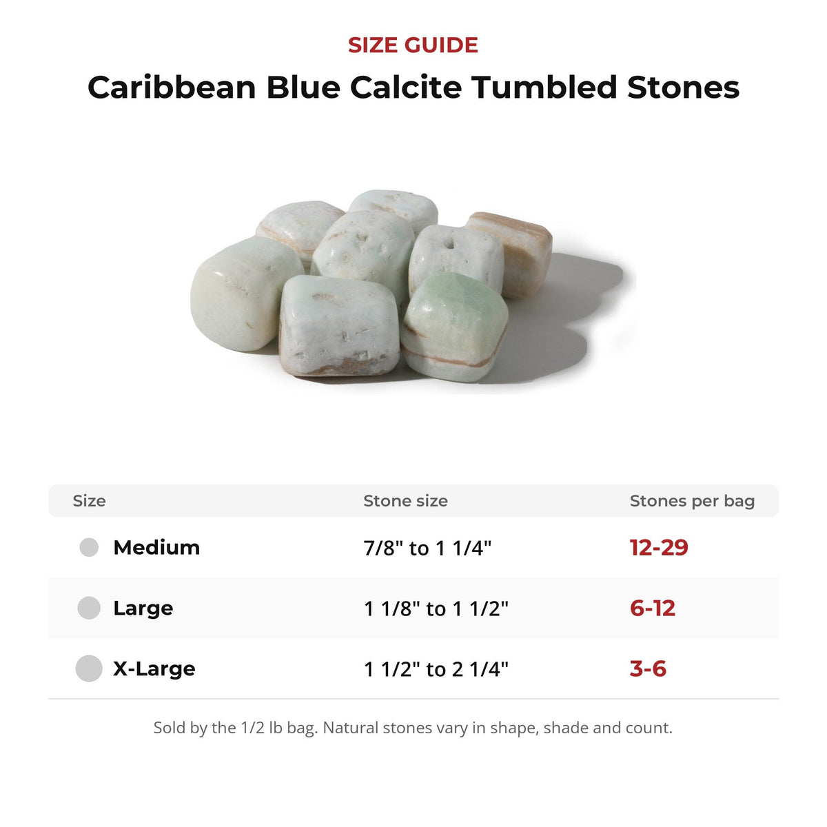 Caribbean Blue Calcite Tumbled Stones