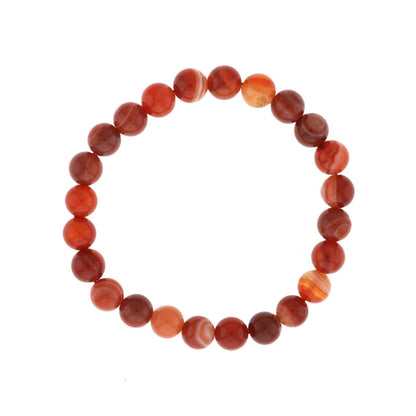 Carnelian Red Banded Round Bracelet - 8mm