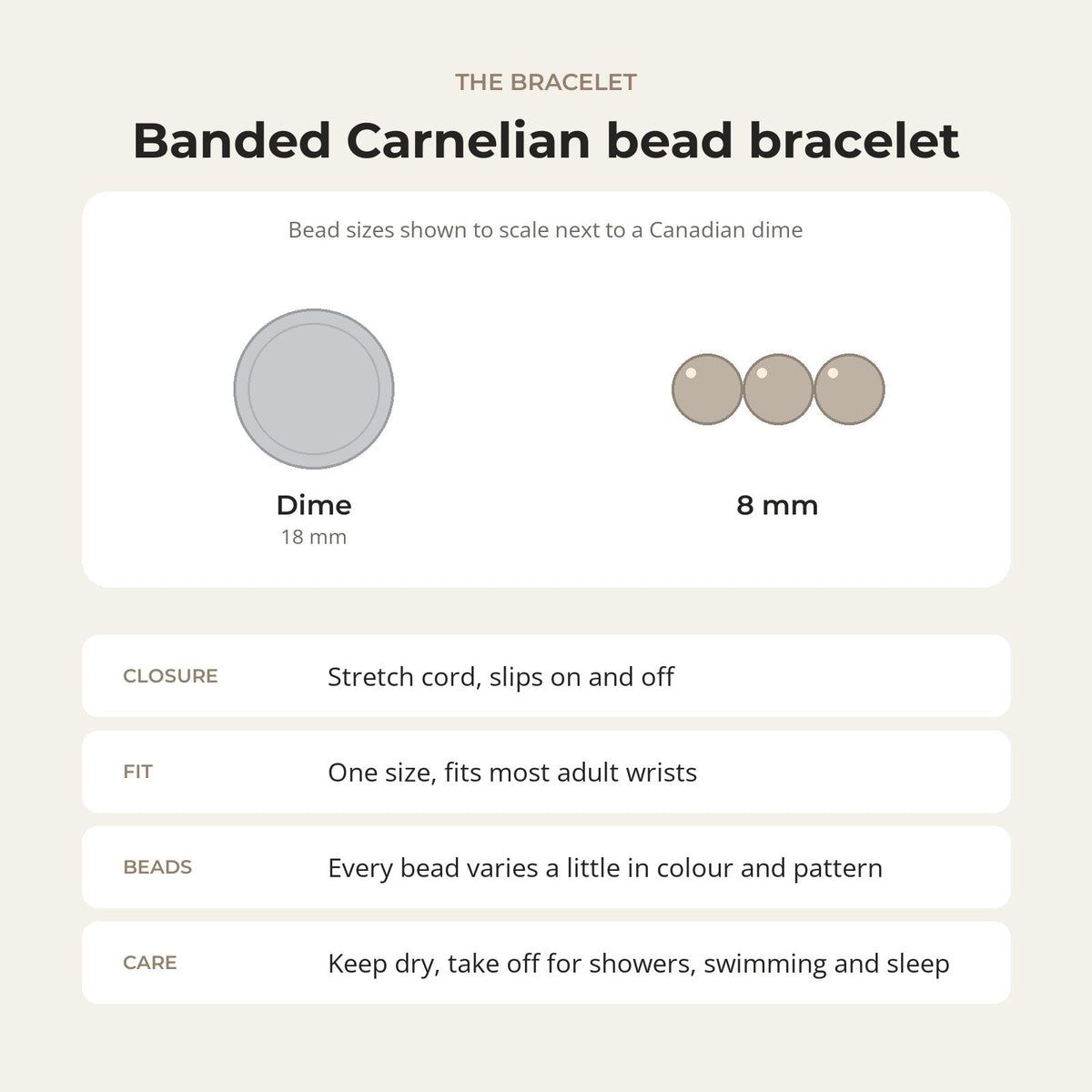 Carnelian Red Banded Round Bracelet - 8mm