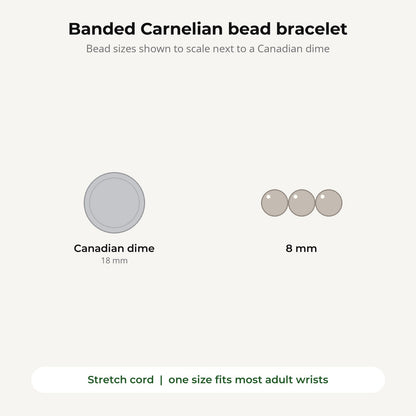 Carnelian Red Banded Round Bracelet - 8mm