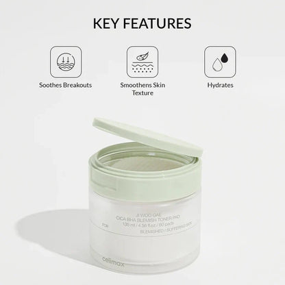 Celimax Ji Woo Gae Cica BHA Blemish Pad 170ml / 60pads