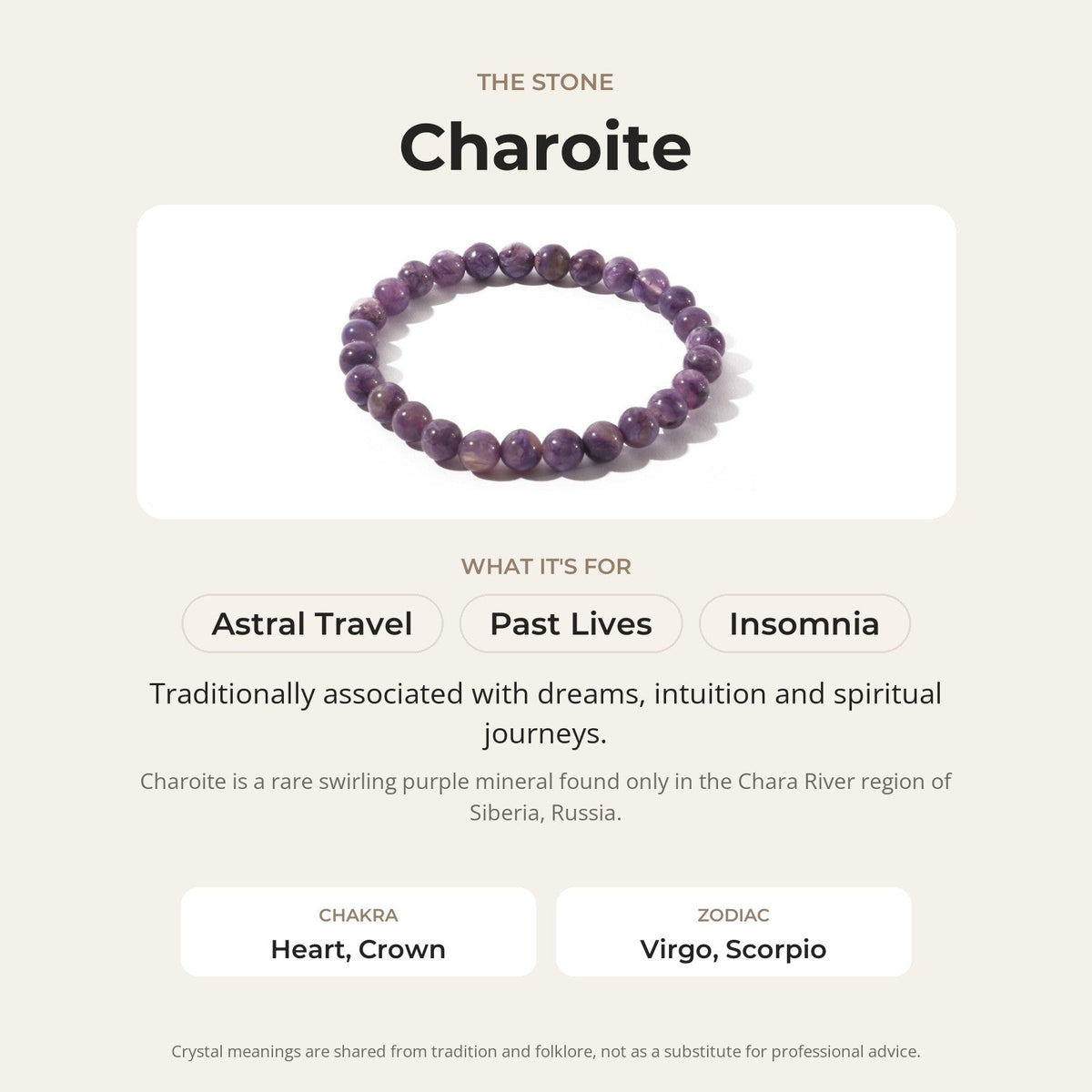 Charoite 7mm Bead Bracelet