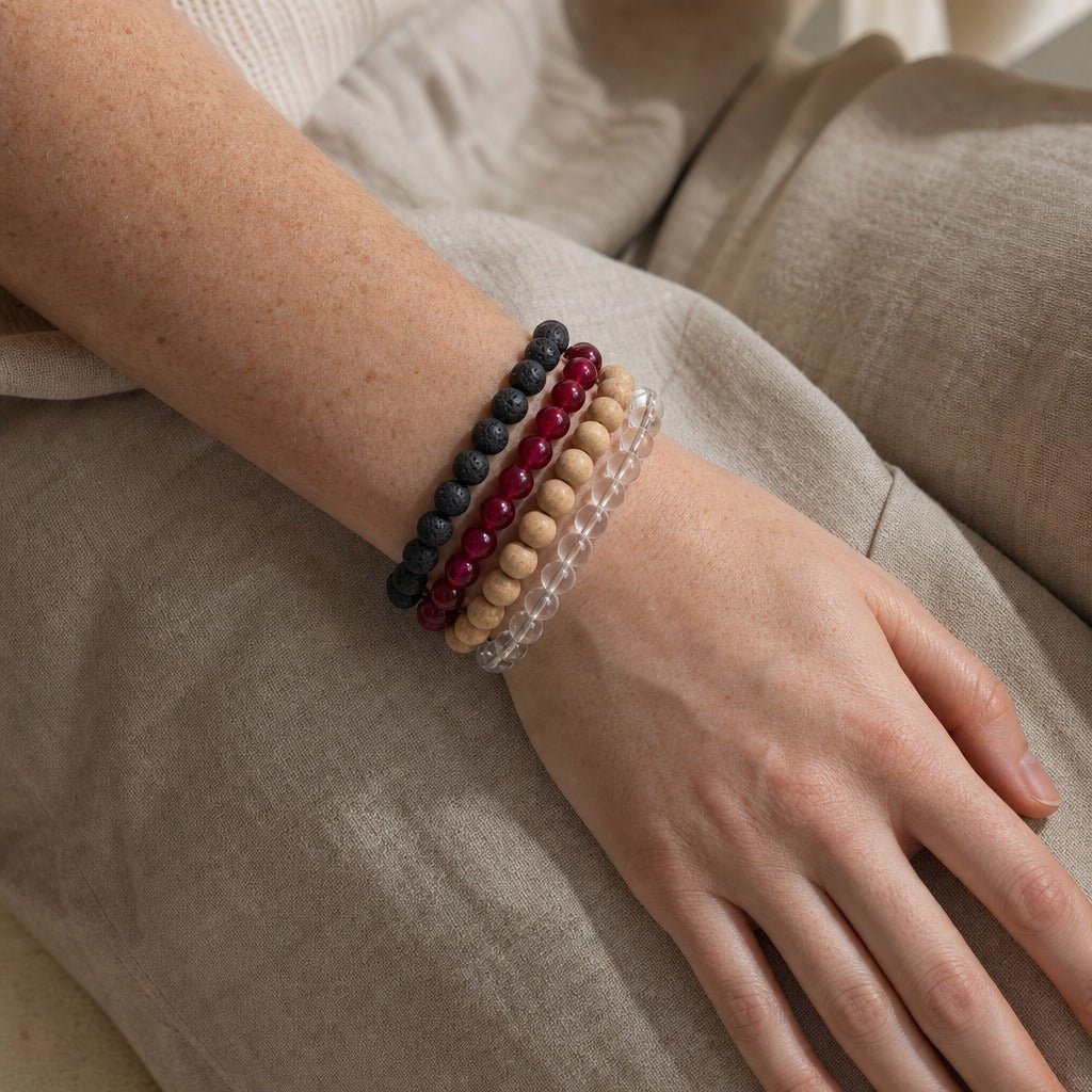 Agate Cherry Red Round Bracelet - 8mm (Enhanced)