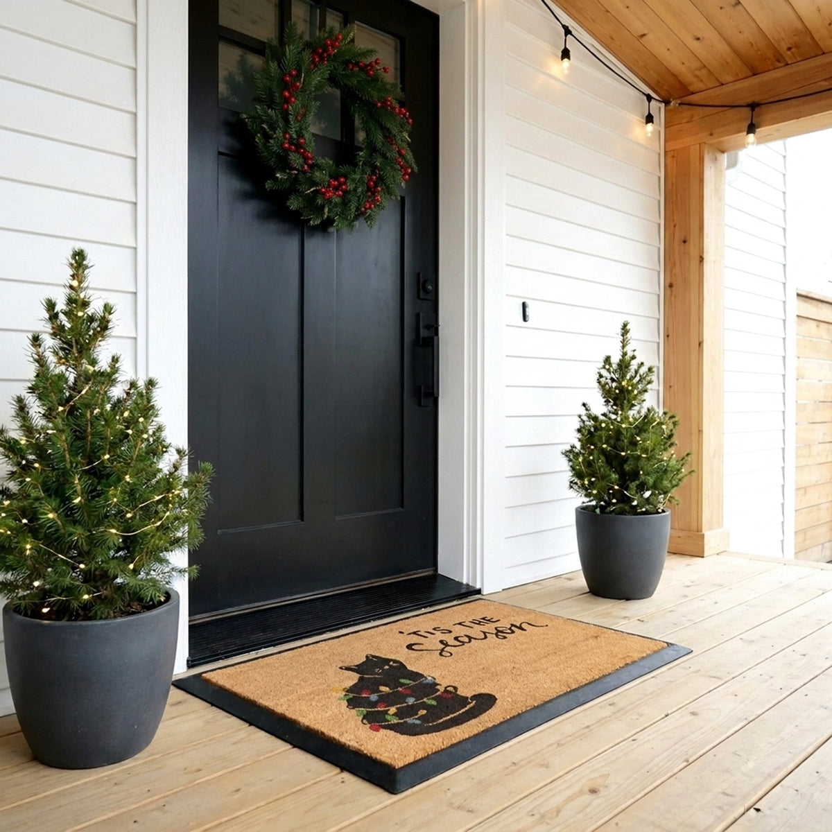 christmas+cat rectangular doormat set