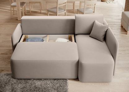 Hadson 3 Seater Storage Sleeper Chaise Sofa - Beige