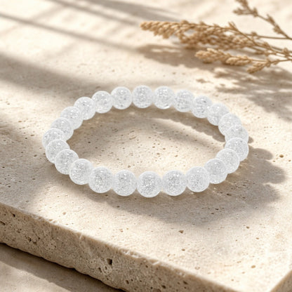 Crackle Quartz Round Bracelet - 8mm