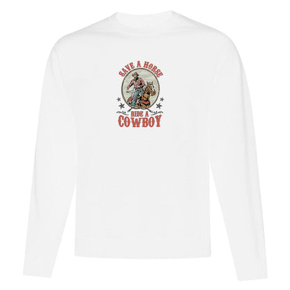 Crewneck "Save a horse, ride a cowboy" imprimé
