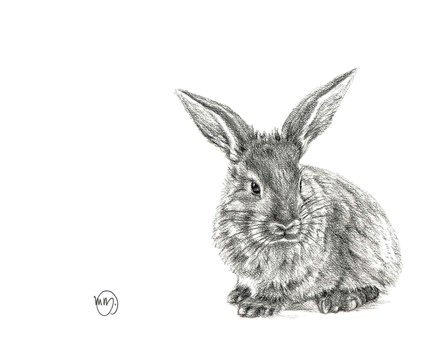 Cute Rabbit Profile - Black and White Nursery Wildlife Art Print